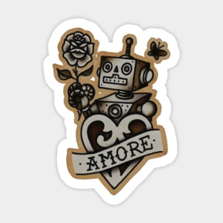 Vintage style tattoo design of retro robot. Sticker